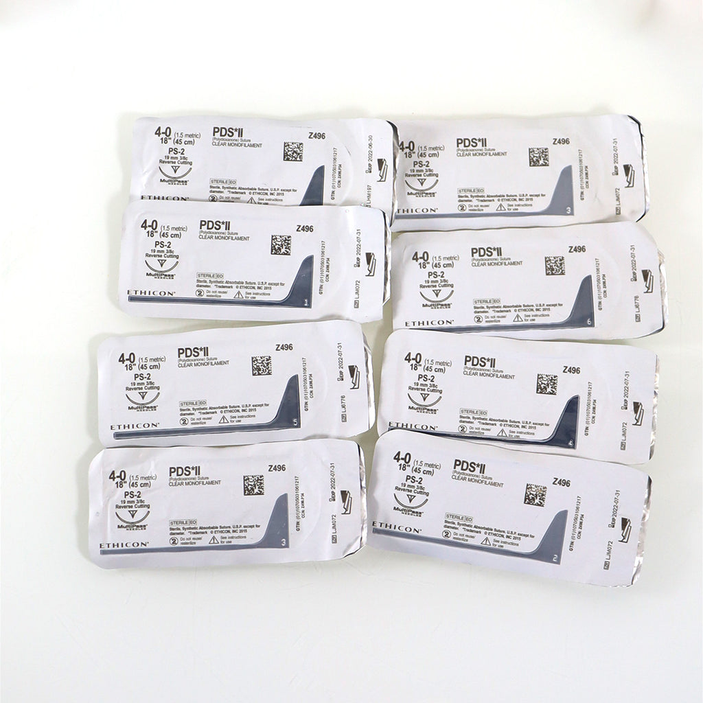 Ethicon Z496 PDS II PS-2 Polydioxanone Clear Mono Suture Reverse Cutting 4-0 x8