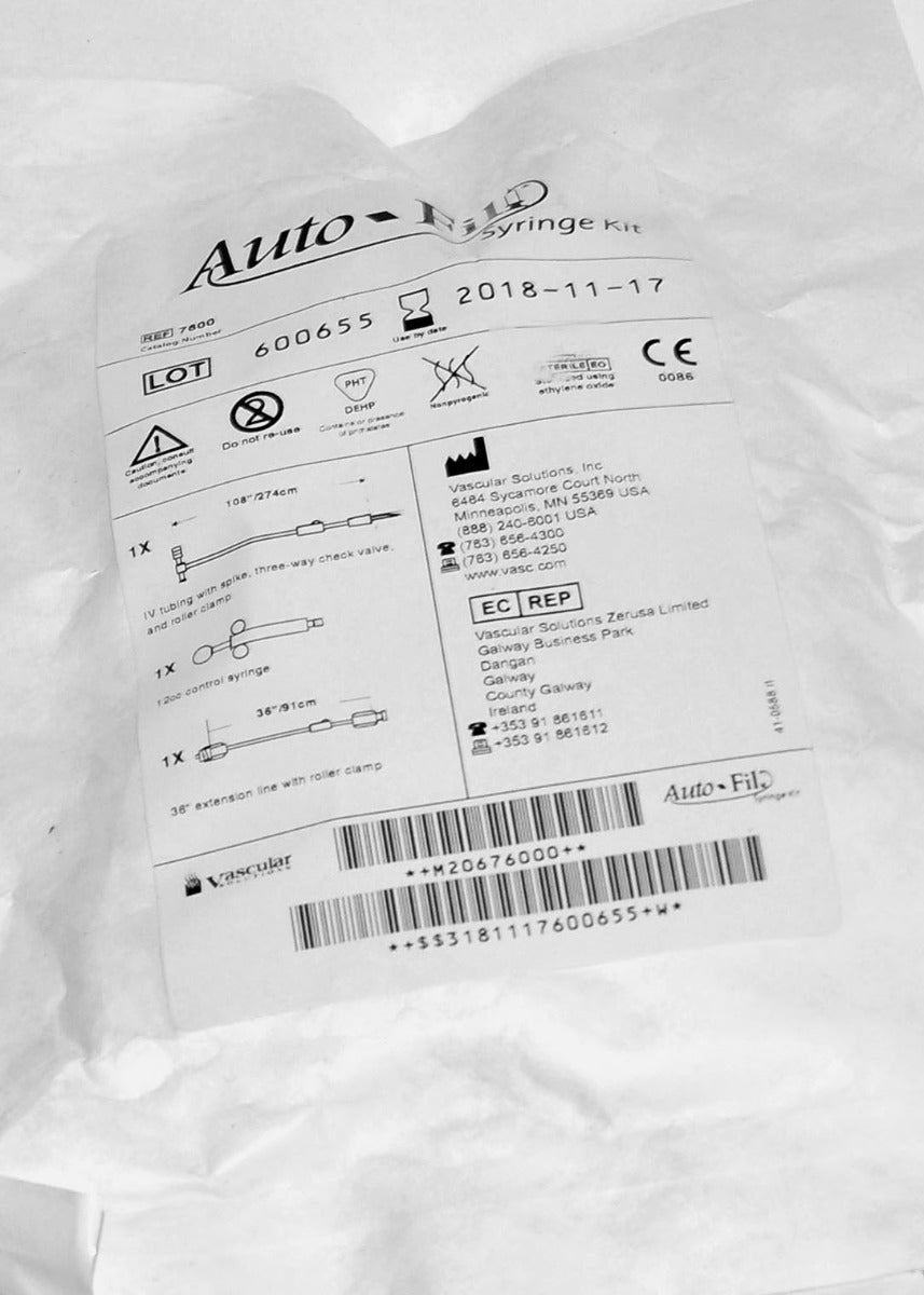 Vascular Solutions Auto-Fil Syringe Kit P/N: 7800 AutoFil Package Exp11/2018