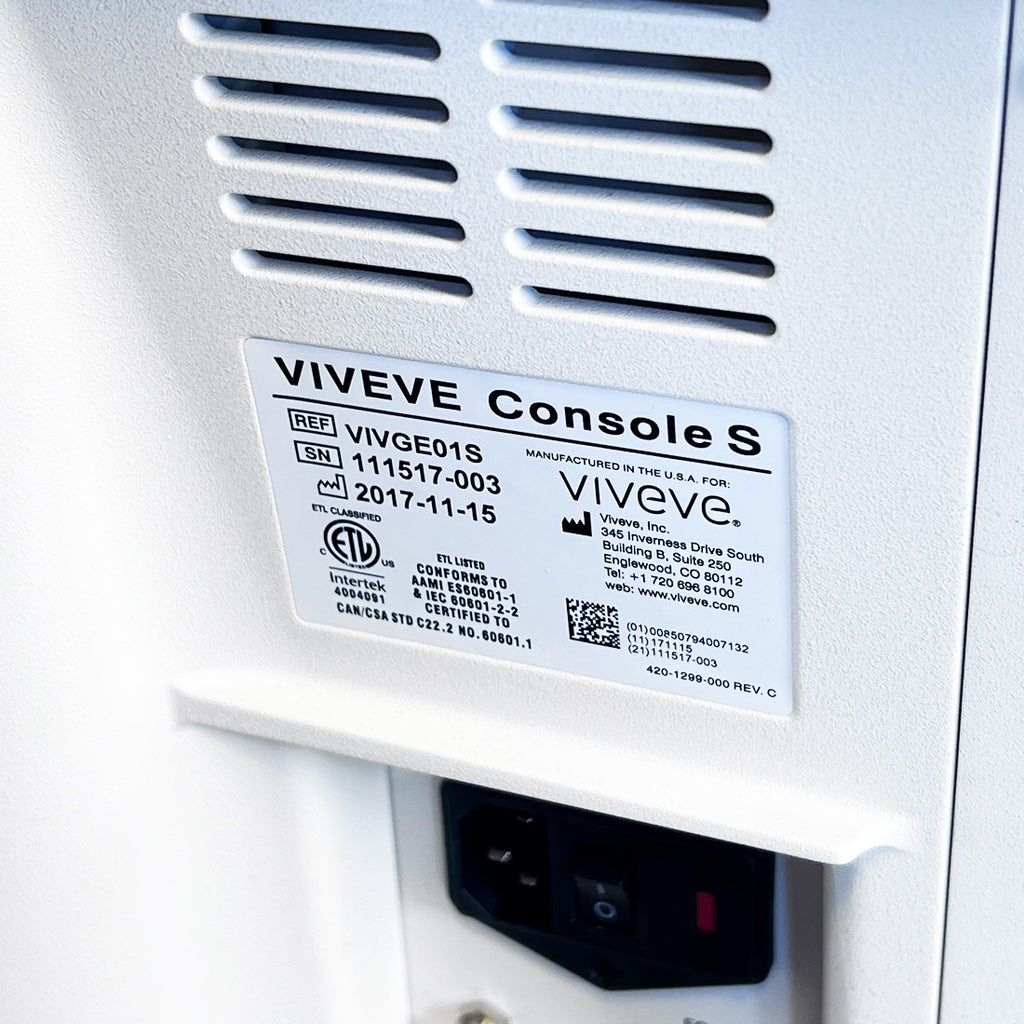2017 Viveve Console S Feminine Vaginal Rejuvenation RF System VIVGE01S