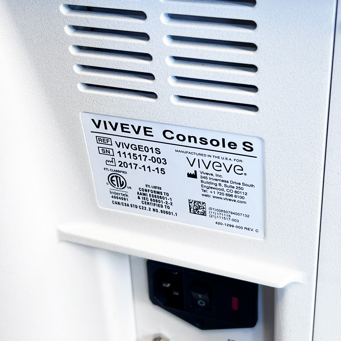 2017 Viveve Console S Feminine Vaginal Rejuvenation RF System VIVGE01S