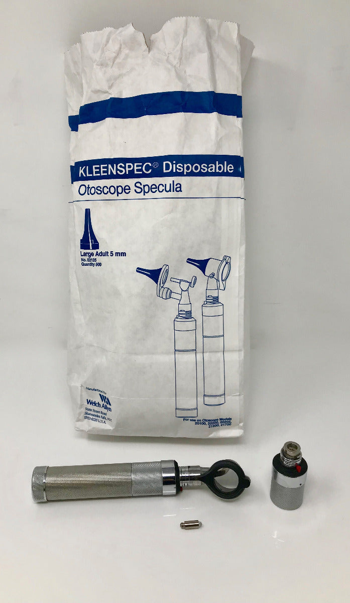 Welch Allyn Otoscope Pneumatic Battery Powered 20200 With Tips Auto Scope Audio