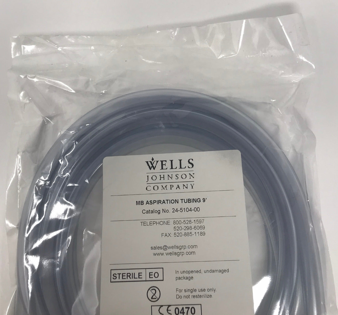 Wells Johnson MB Aspiration Tubing 9’ Vacuum Tube 24510400 EXP 052014