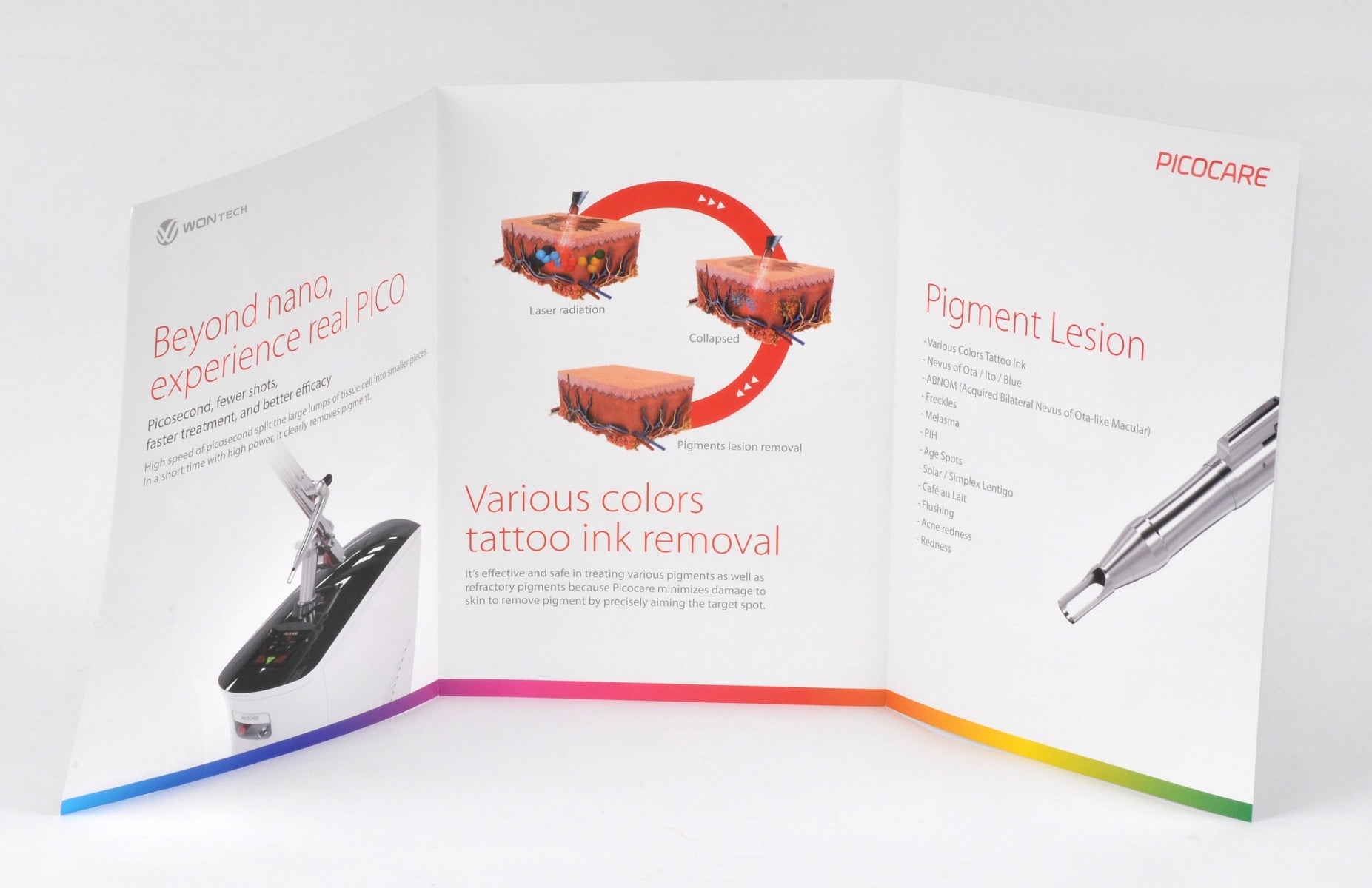 WONTech PICOCARE Picosecond Nd YAG Laser 532 1064 nm Marketing Brochure (x7Pcs)
