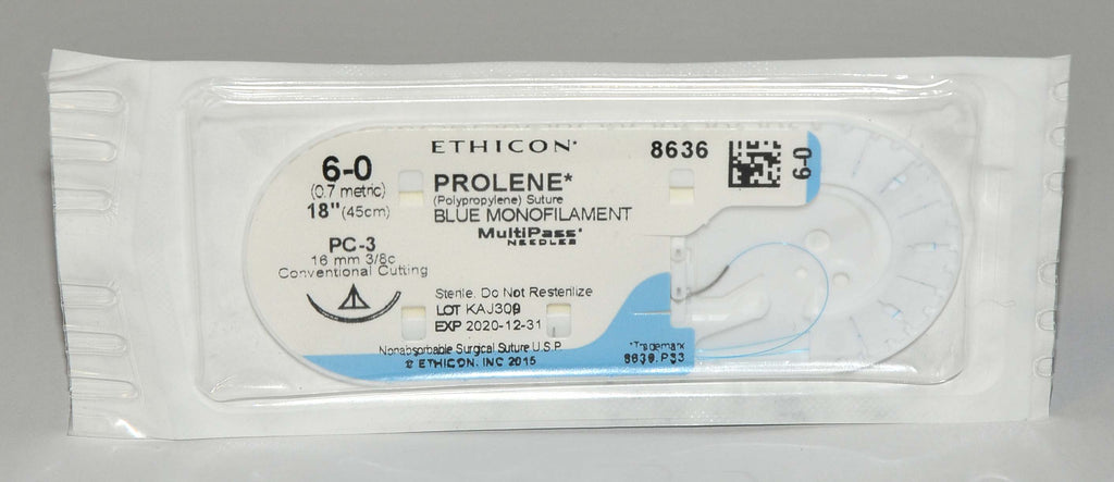 x11 Ethicon PROLENE 6-0 #8636 Blue Monofilament 18" Conventional Cutting Suture