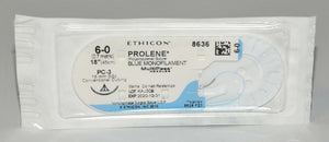 Ethicon PROLENE 6-0 #8636 Blue Monofilament 18" Conventional Cutting Suture x11