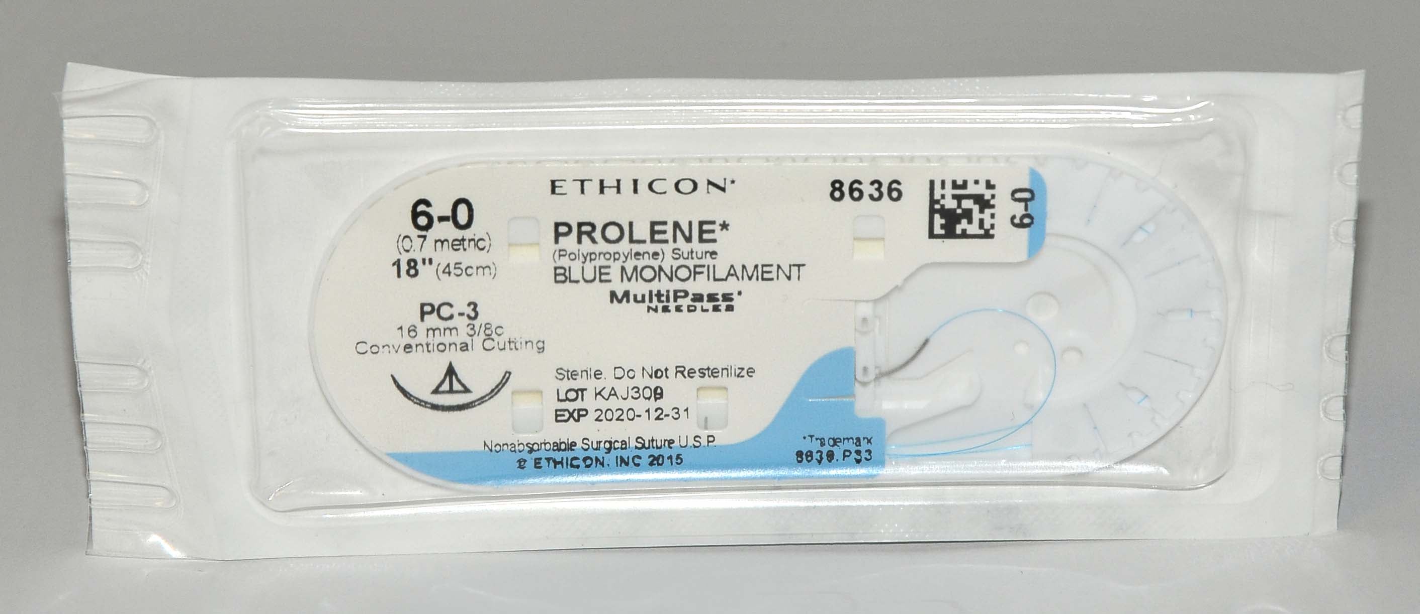 Ethicon PROLENE 6-0 #8636 Blue Monofilament 18" Conventional Cutting Suture x11