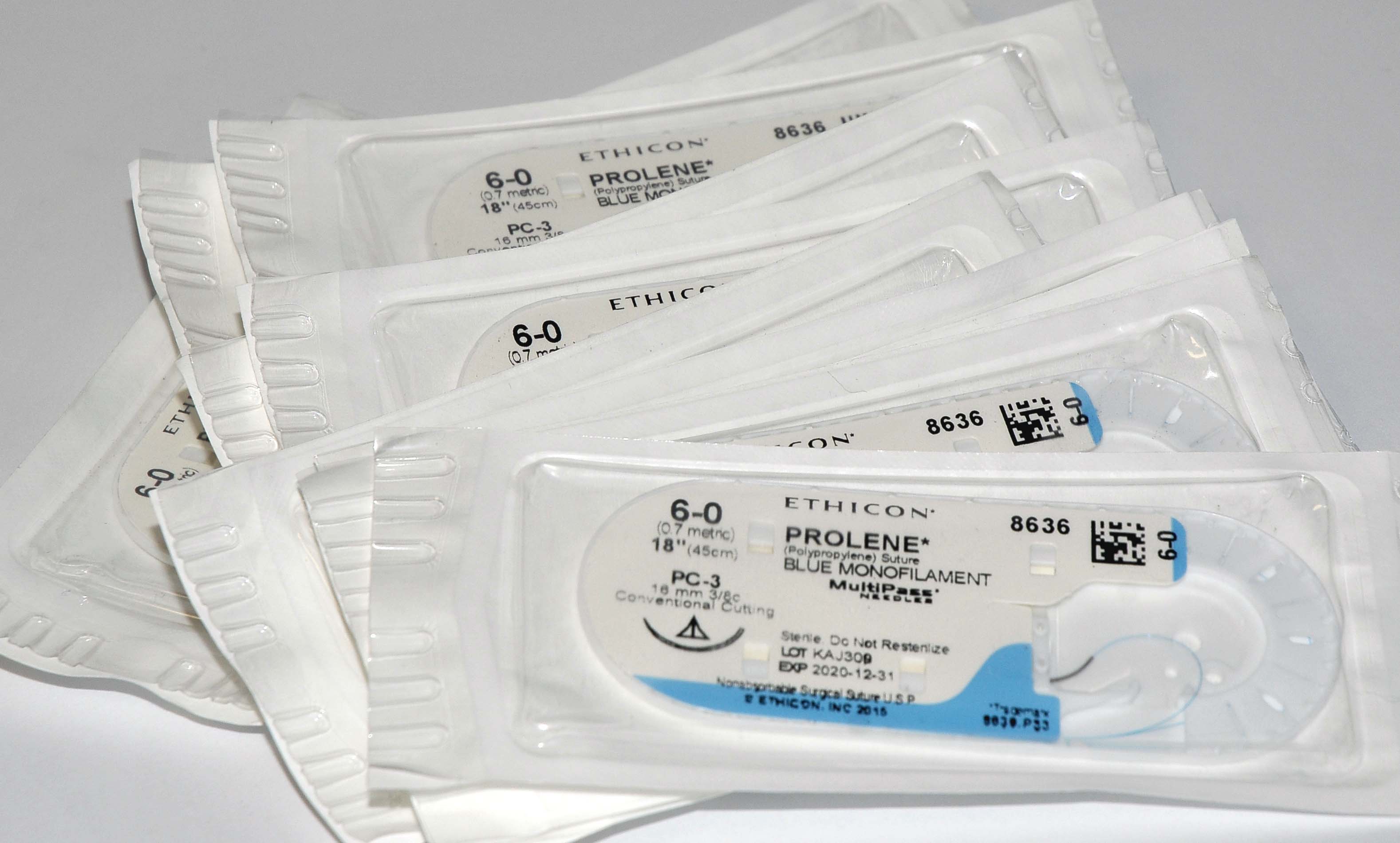 x11 Ethicon PROLENE 6-0 #8636 Blue Monofilament 18" Conventional Cutting Suture