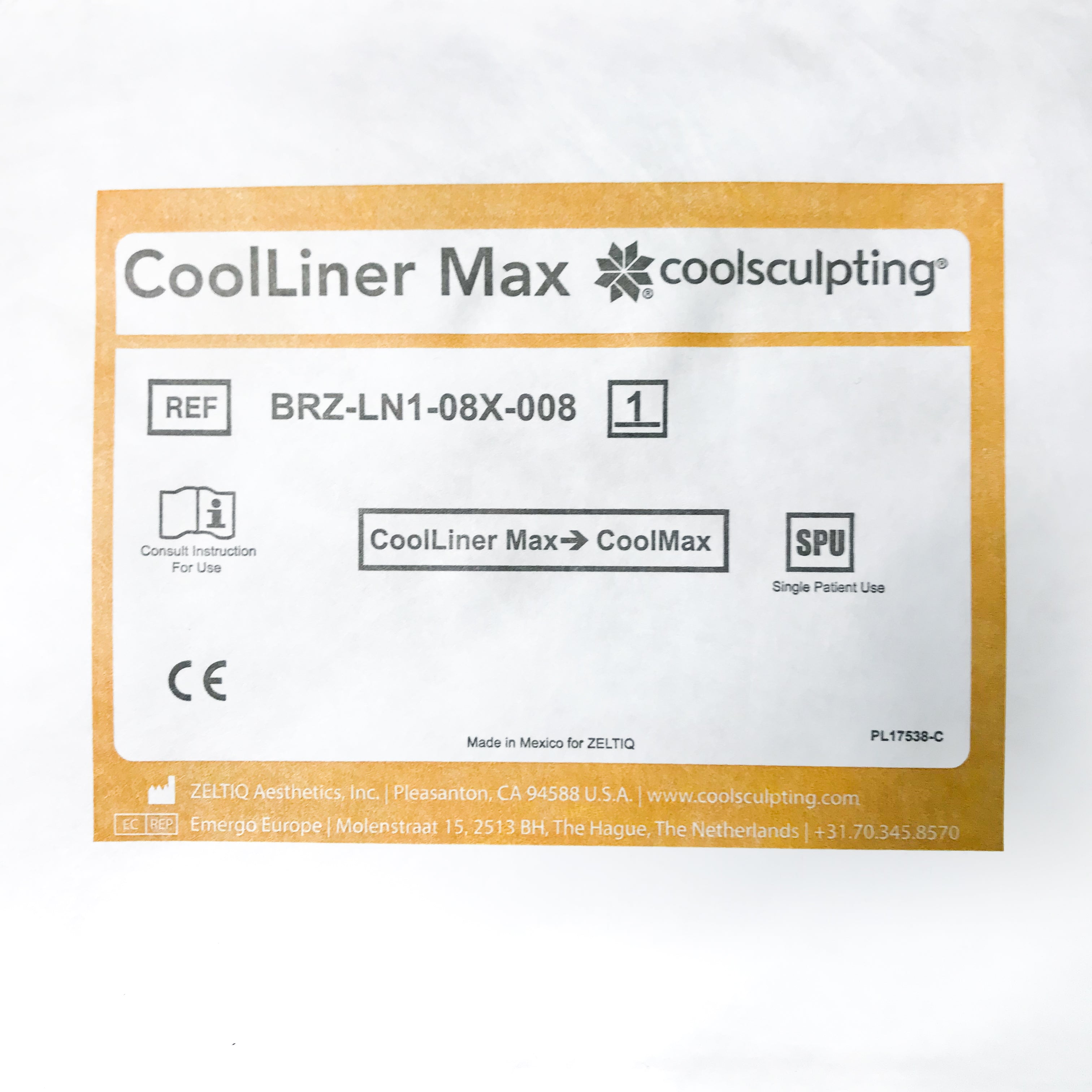 (x5 Pcs) Zeltiq CoolSculpting CoolLiner Max CoolMax BRZ-LN1-08X-008 (Exp: 2017)
