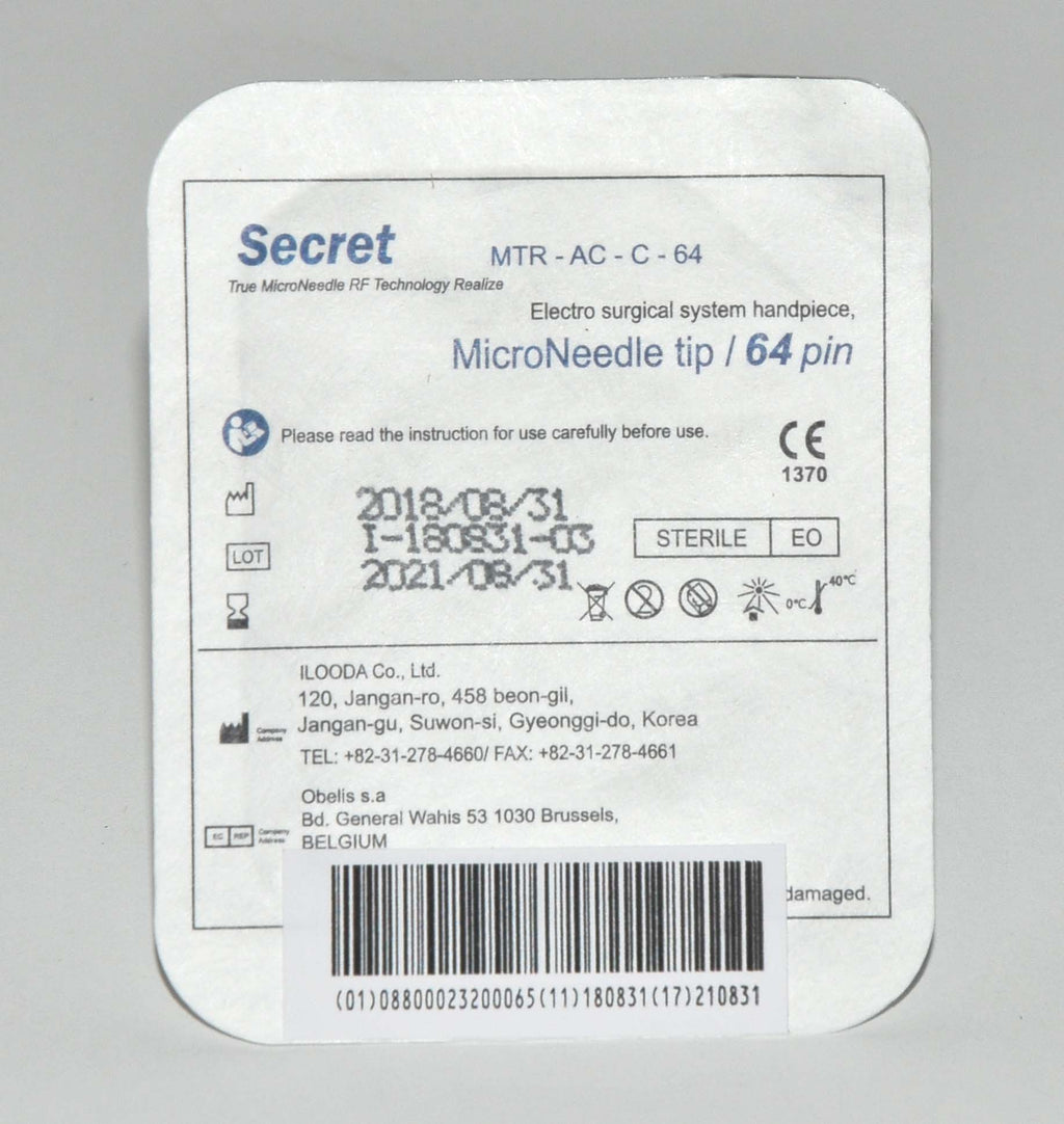 SecretRF 8x8 Fractional Microneedle Cartridge Tip MTR-AC-64 Secret RF (x5 Pcs)