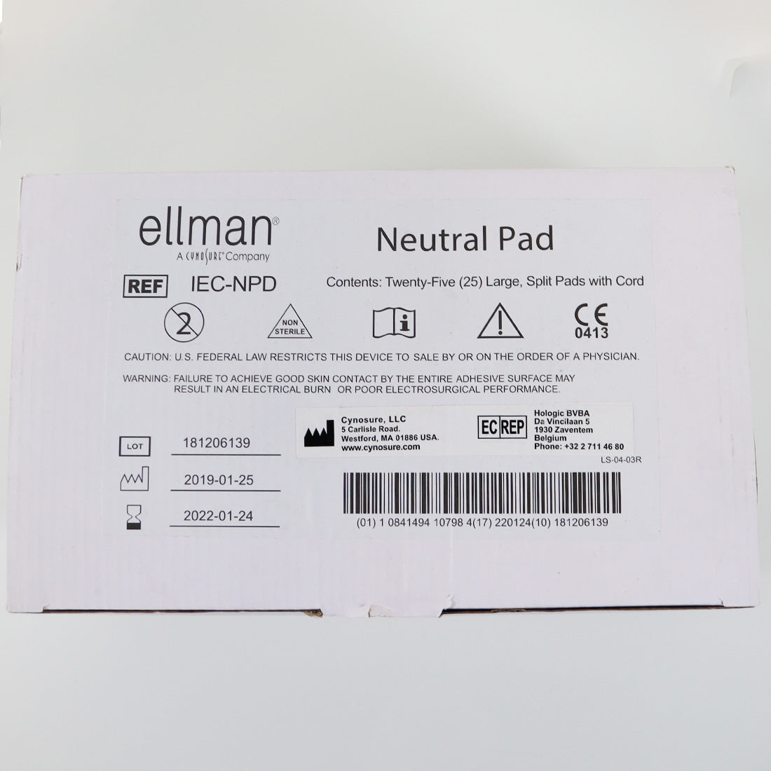 Ellman RF Electrosurgical Large Neutral Split Pads w/Cord IEC-NPD x25
