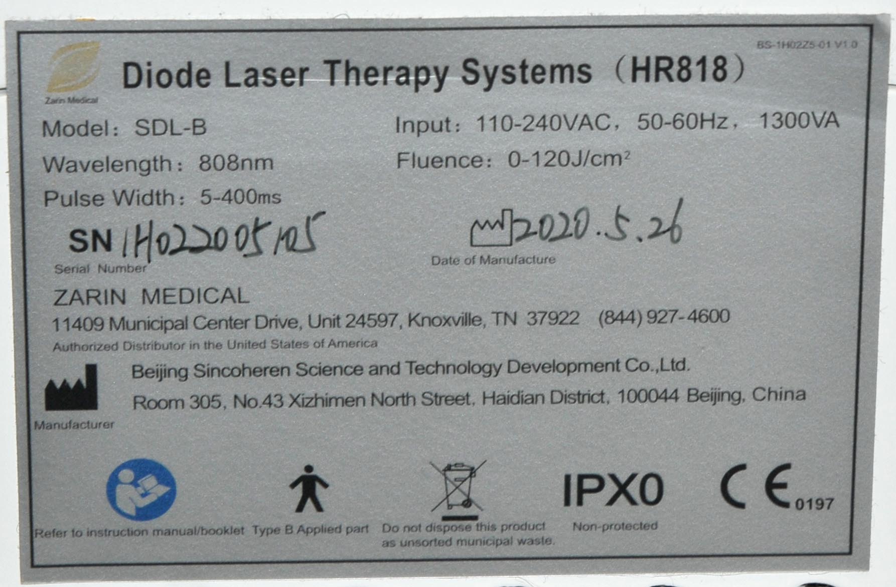 2020 ZARIN HR818 810 Diode Laser Hair Removal Reduction 16 x 12 mm Spot HR 818