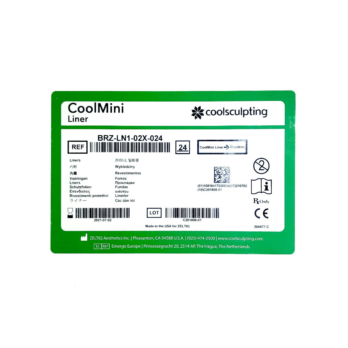 Zeltiq CoolSculpting CoolMini Liner BRZ-LN1-02X-024 Exp. 07/02/21 - 24 Pack