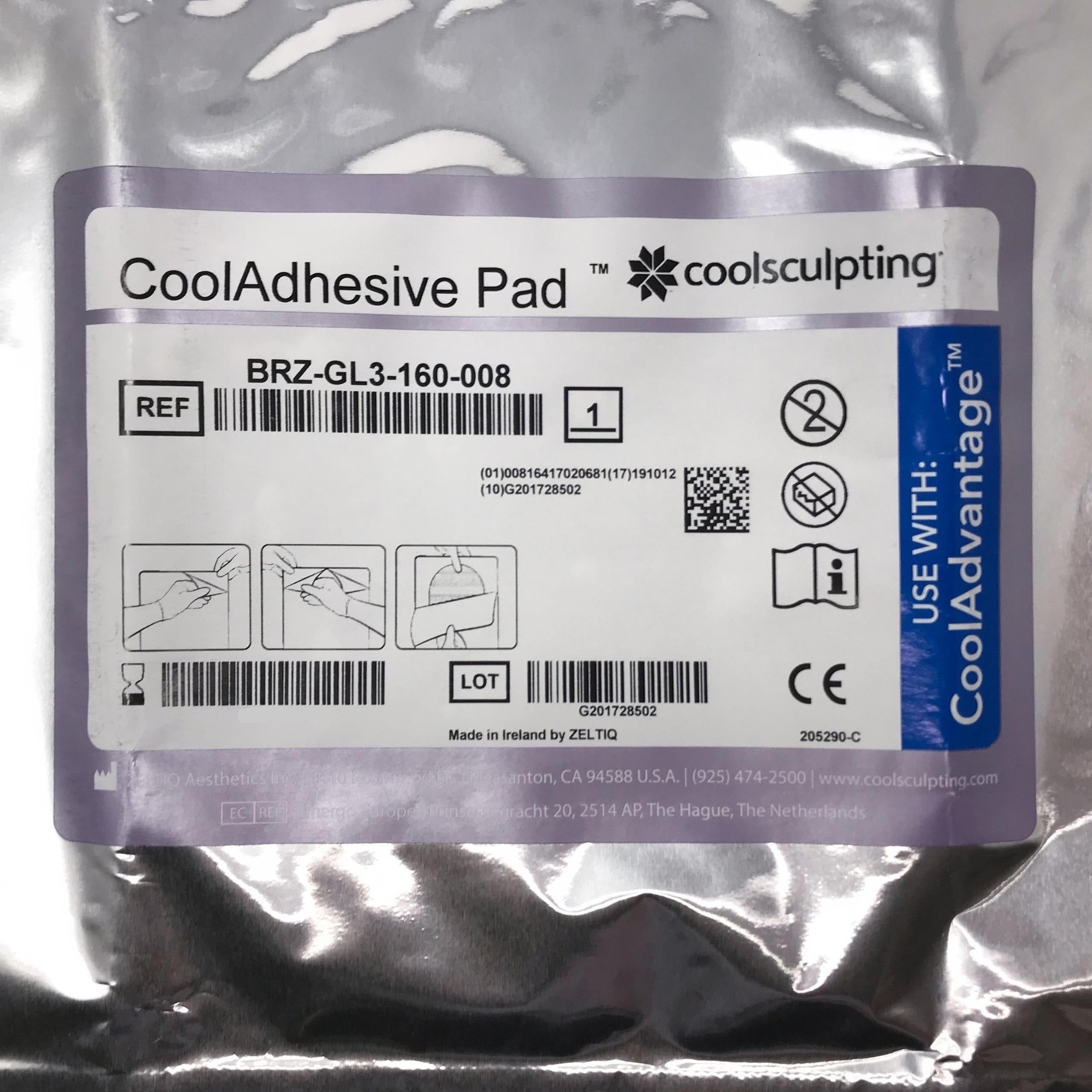 Zeltiq CoolSculpting CoolAdhesive Pad BRZ-GL3-160-008 EXP 6/9/2019 7PK