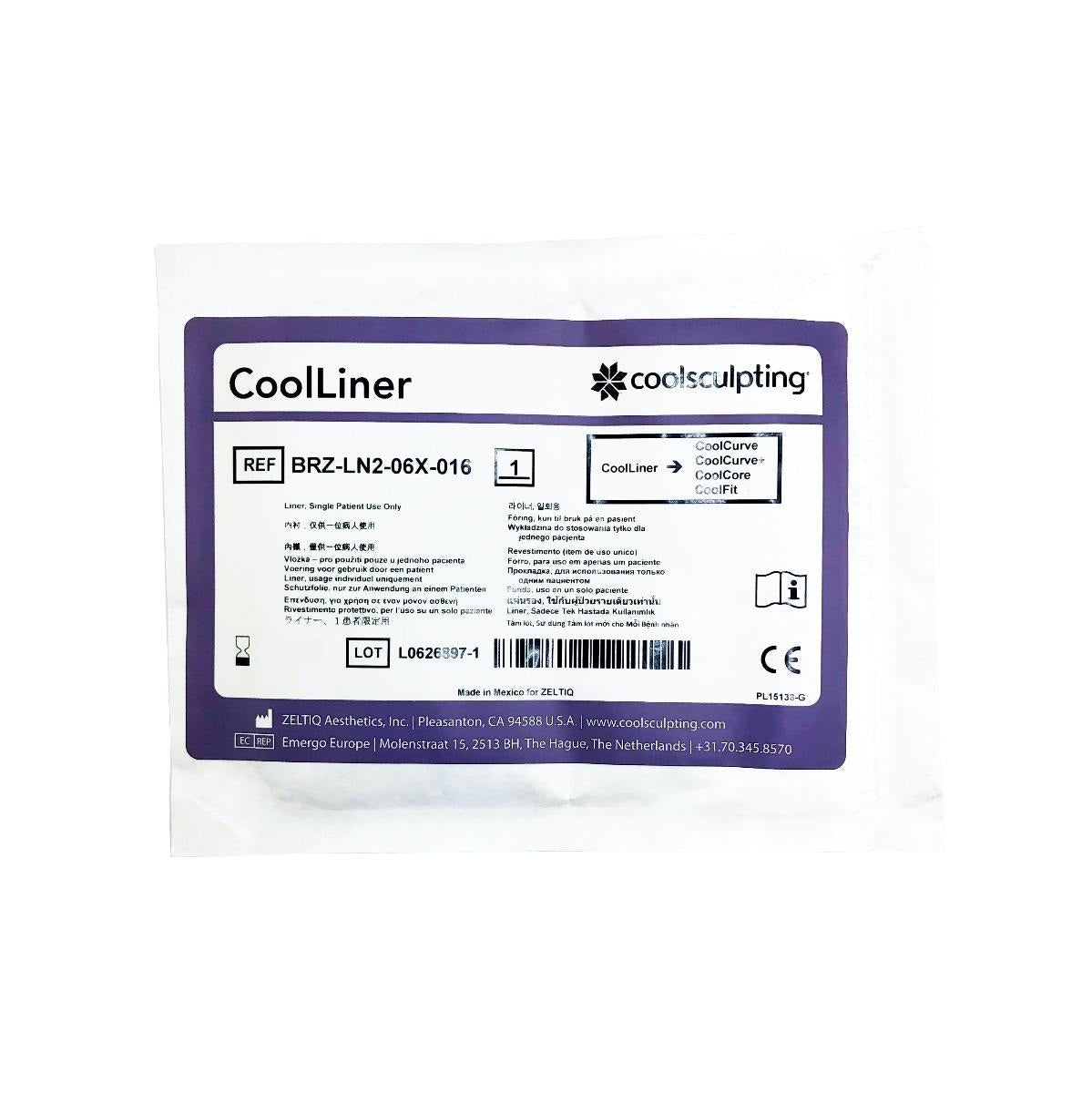 Zeltiq CoolSculpting CoolLiner CoolCurve CoolCore BRZ-LN2-06X-016 - Single EXP 11/2021