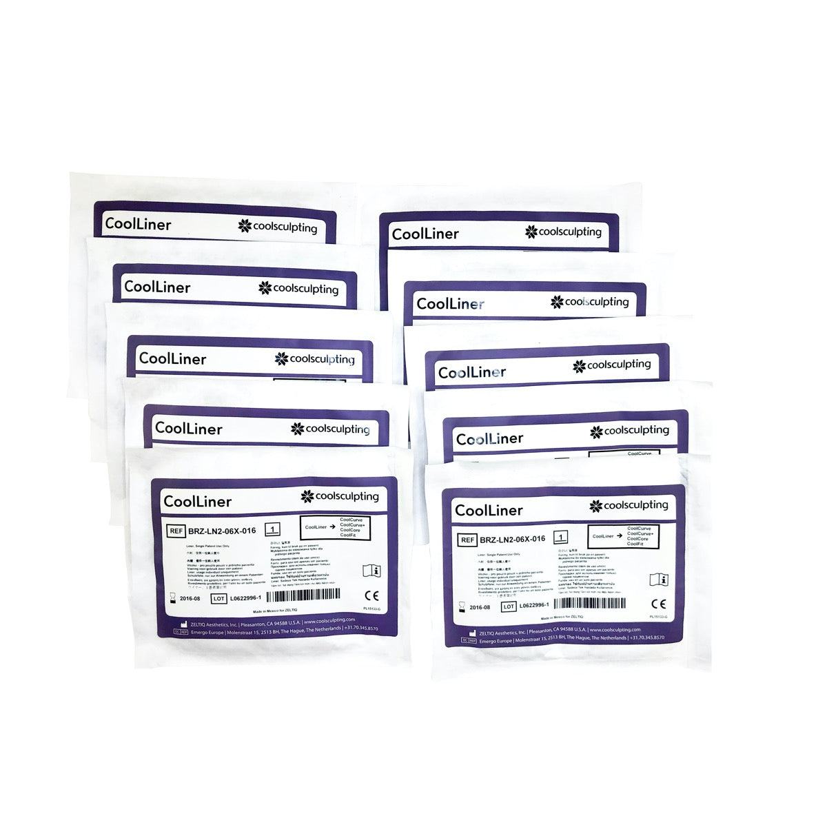 Zeltiq CoolSculpting CoolLiner CoolCurve CoolCore BRZ-LN2-06X-016 08/16 - 10 Pack