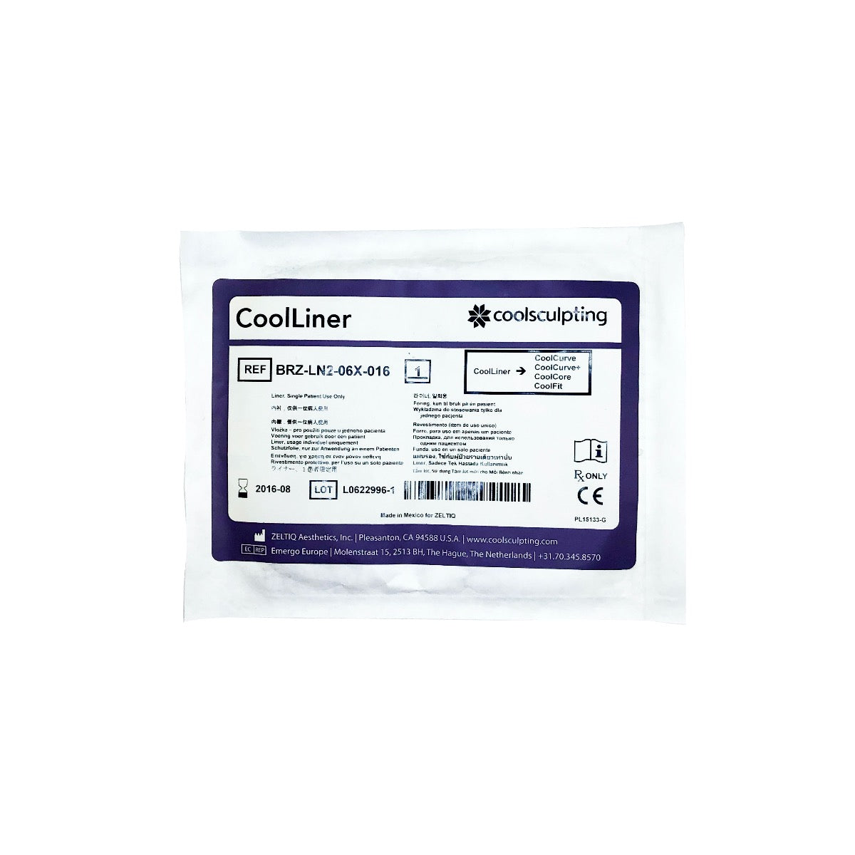 Zeltiq CoolSculpting CoolLiner CoolCurve CoolCore BRZ-LN2-06X-016 08/16 - 10 Pack