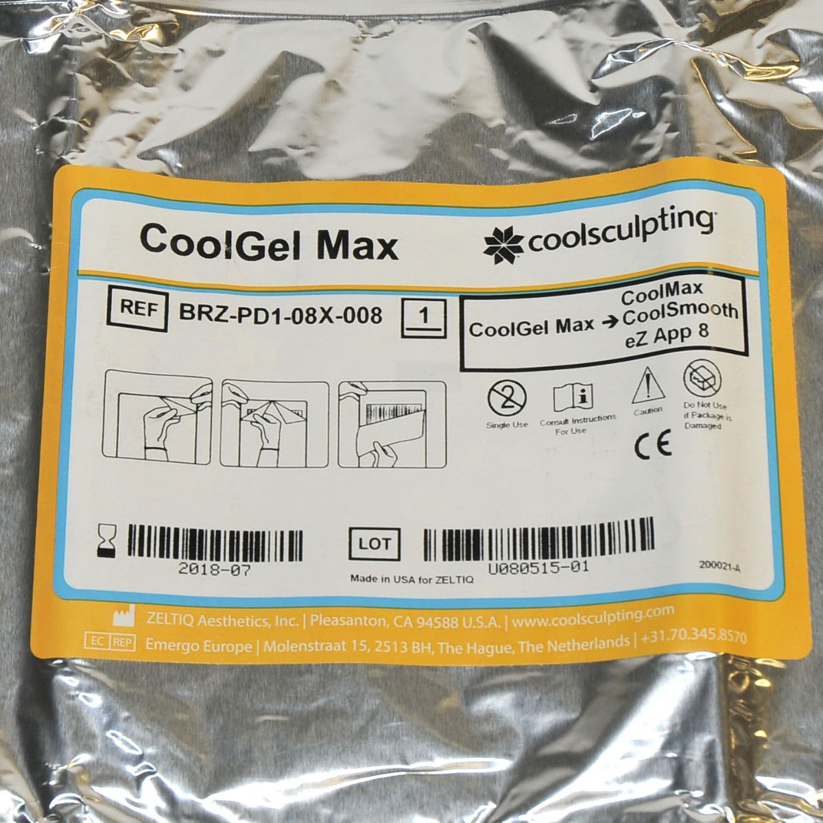 ZELTIQ CoolGel MAX CoolSculpt CoolSmooth BRZ-PD1-08X-008 Cool Gel (x4-Pcs Total)