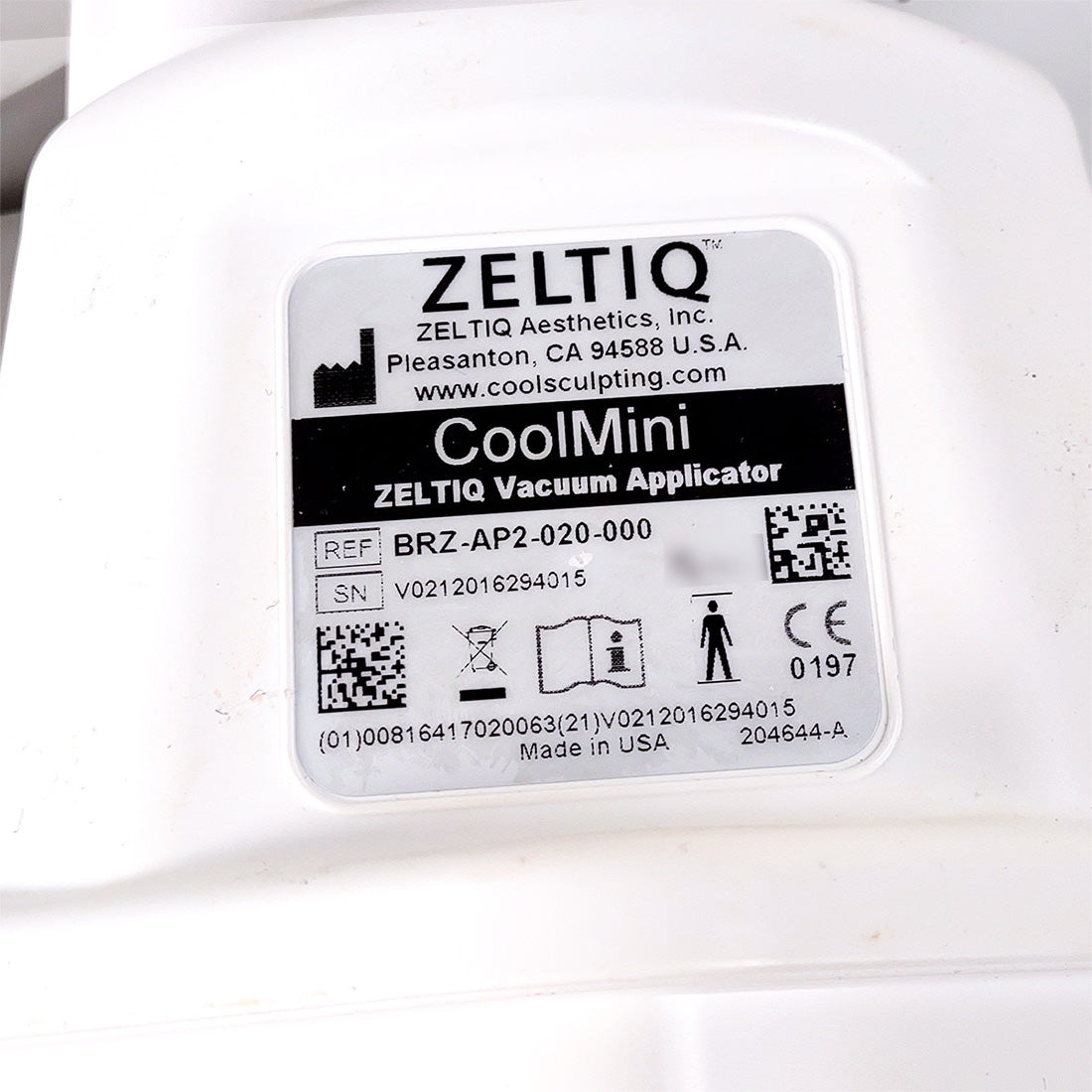 Zeltiq CoolSculpting CoolMini Breeze Vacuum Applicator BRZ-AP2-020-000