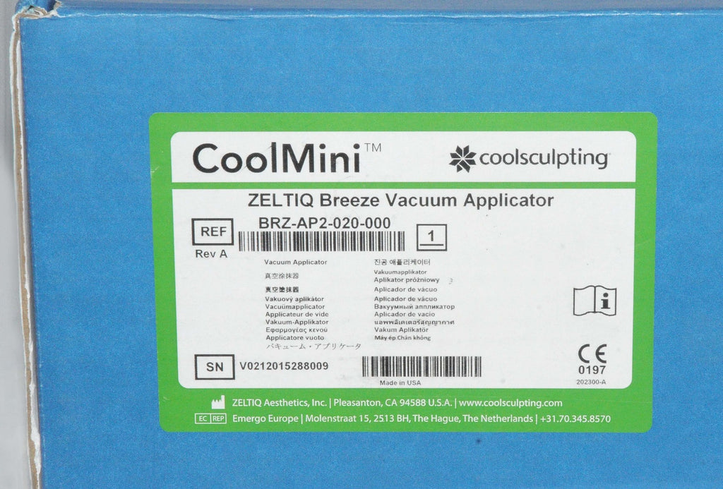 ZELTIQ CoolMini Coolsculpting Breeze Vacuum Applicator BRZ-AP2-020-000 Cool Mini