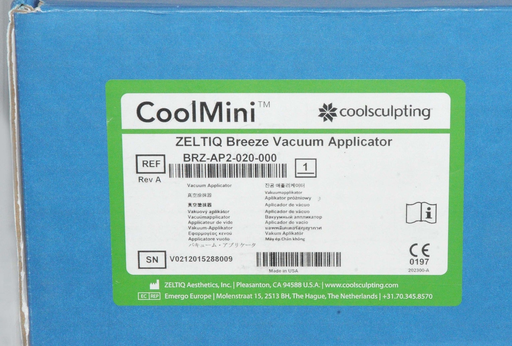 ZELTIQ CoolMini Coolsculpting Breeze Vacuum Applicator BRZ-AP2-020-000 Cool Mini