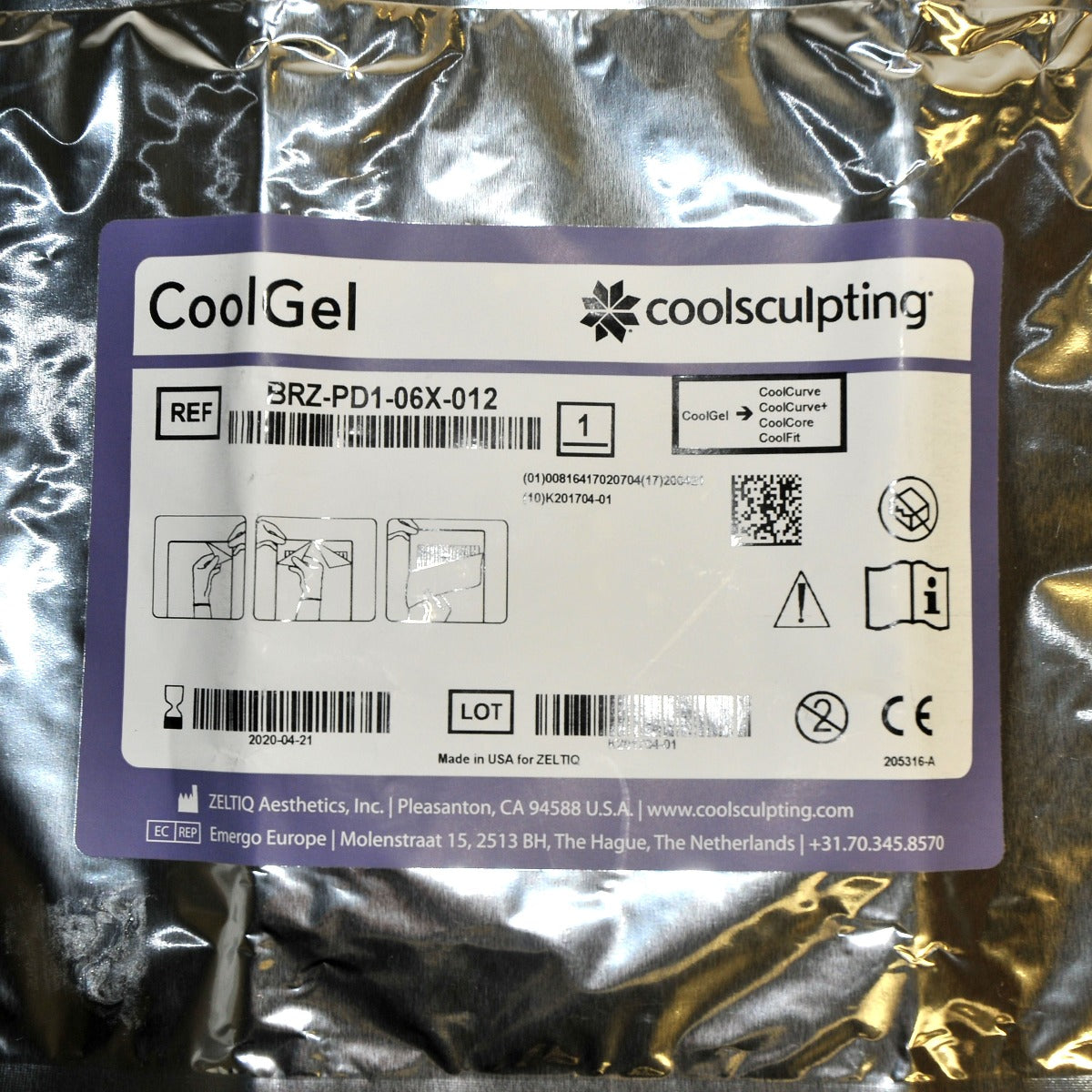 ZELTIQ CoolSculpting CoolGel CoolCurve+ Gel Pads BRZ-PD1-06X-012 CoolSculpt (x6)