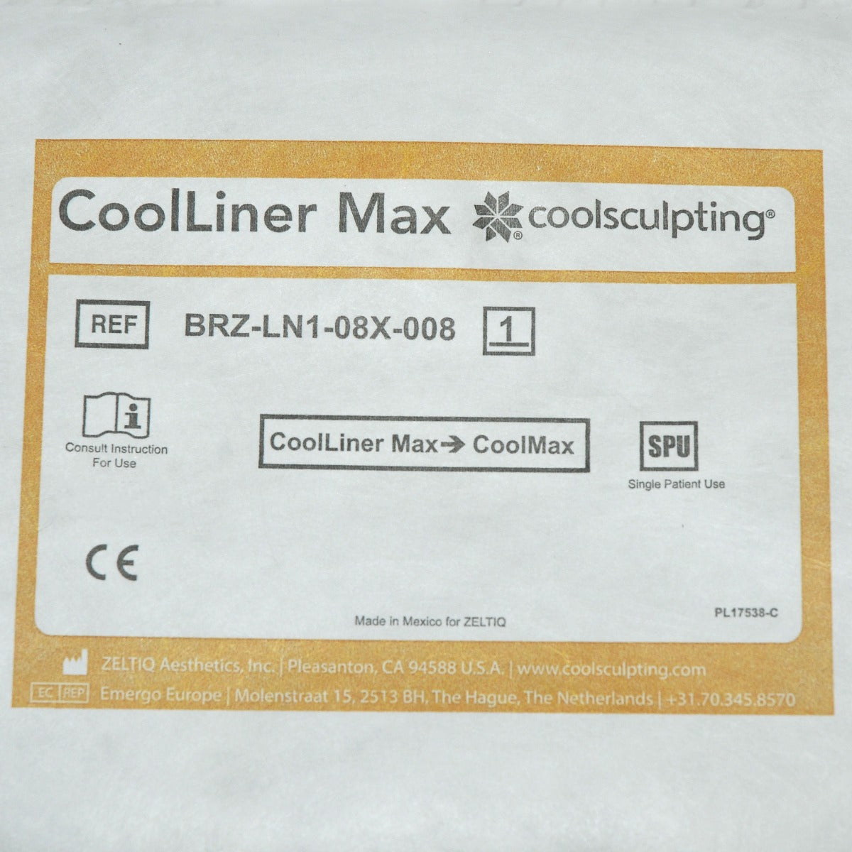 Zeltiq CoolSculpting Cool Liner Max CoolLiner BRZ-LN1-08X-008 Sculpt (x10 Pcs)