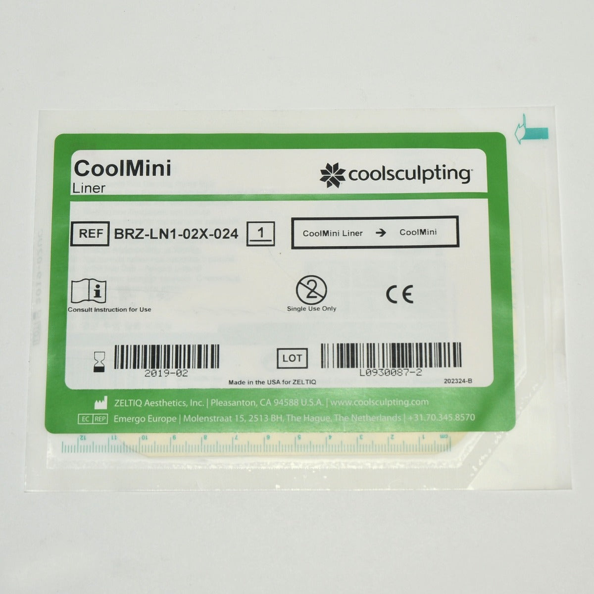 Zeltiq CoolSculpting CoolMini Liner BRZ-LN1-02X-024 CoolMax Exp:02/19 (x1 Pc)