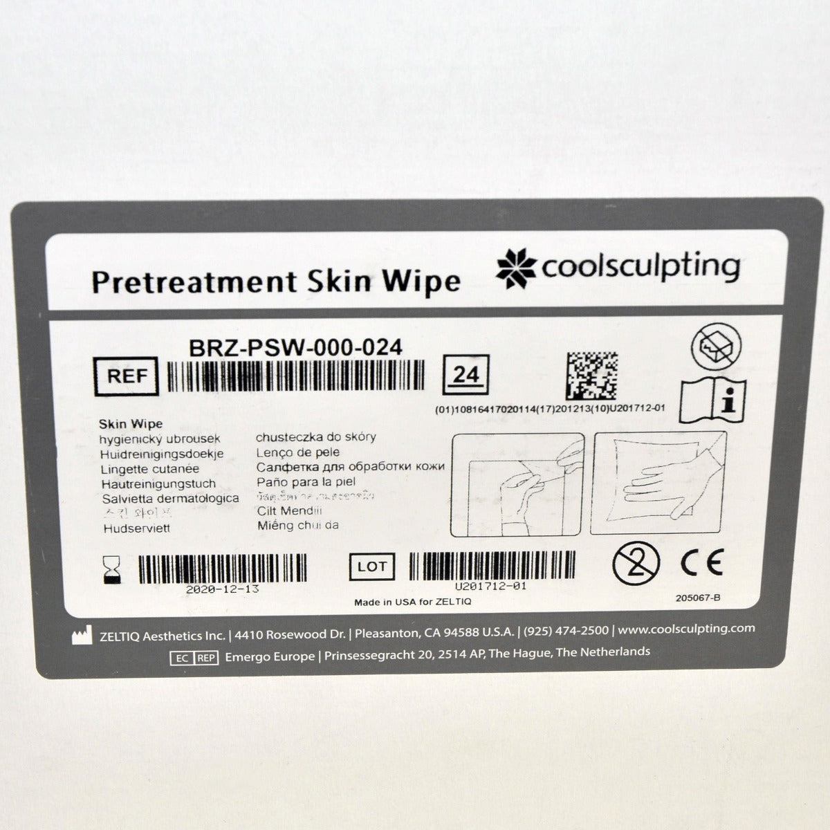 Zeltiq CoolSculpting Pretreatment Skin Wipes BRZ-PSW-000-024 Cool Sculpting x24