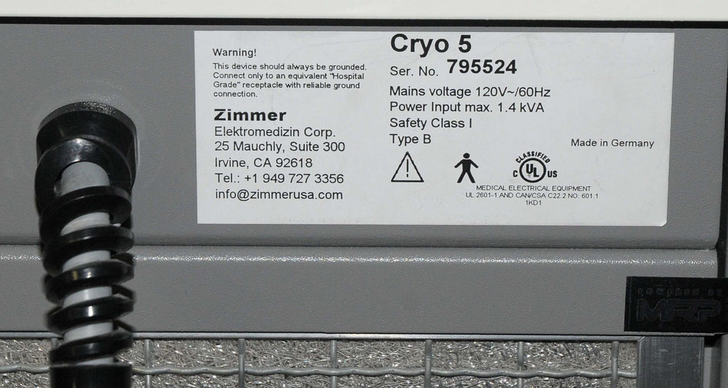 Zimmer Cryo5 Chiller Skin Cooling Epidermal Syner-Cool Syneron Cryo 5 IPL Laser