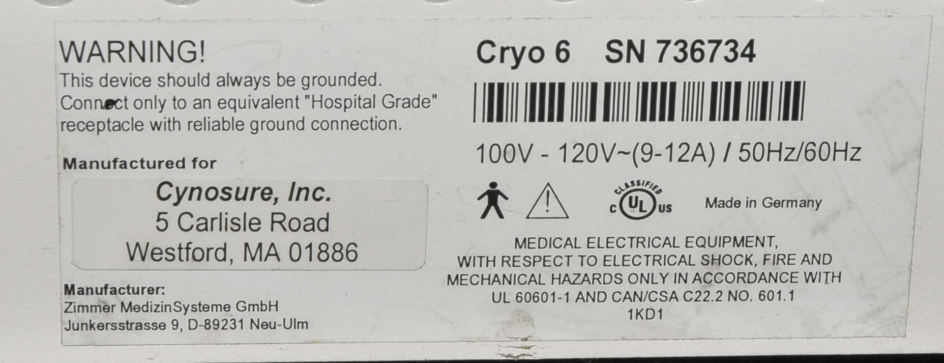 ZIMMER Cryo6 Chiller Skin Cooler IPL Laser Treatment Cryo 6 Medizin Cynosure