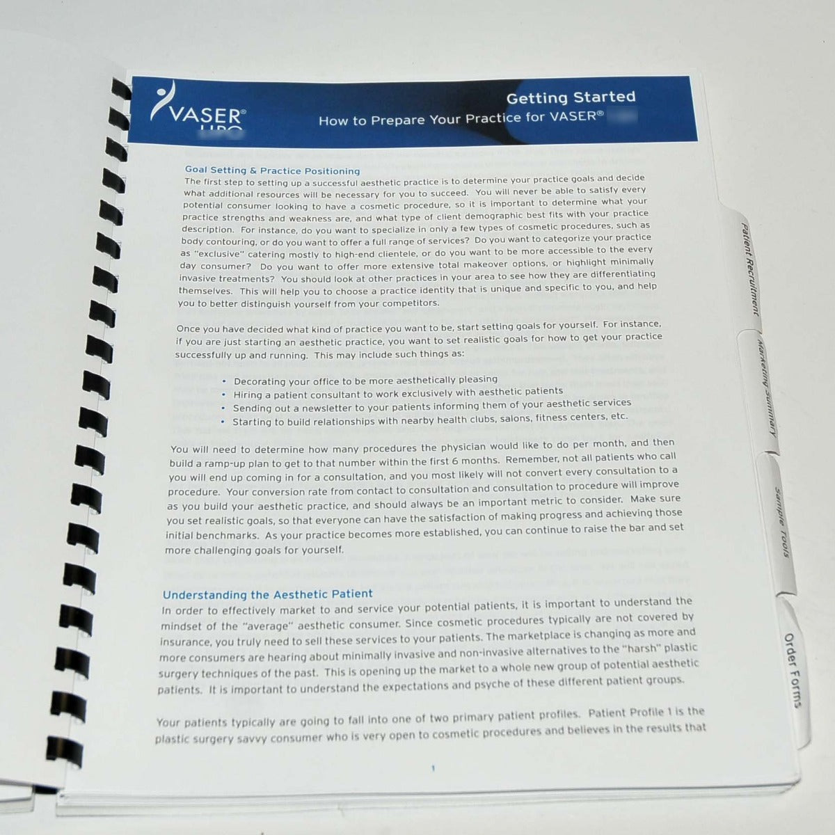 VASER PRACTICE GUIDE Office Setup Marketing Tool Promos Health Fairs Advertising