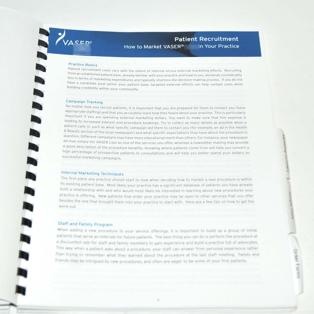 VASER PRACTICE GUIDE Office Setup Marketing Tool Promos Health Fairs Advertising