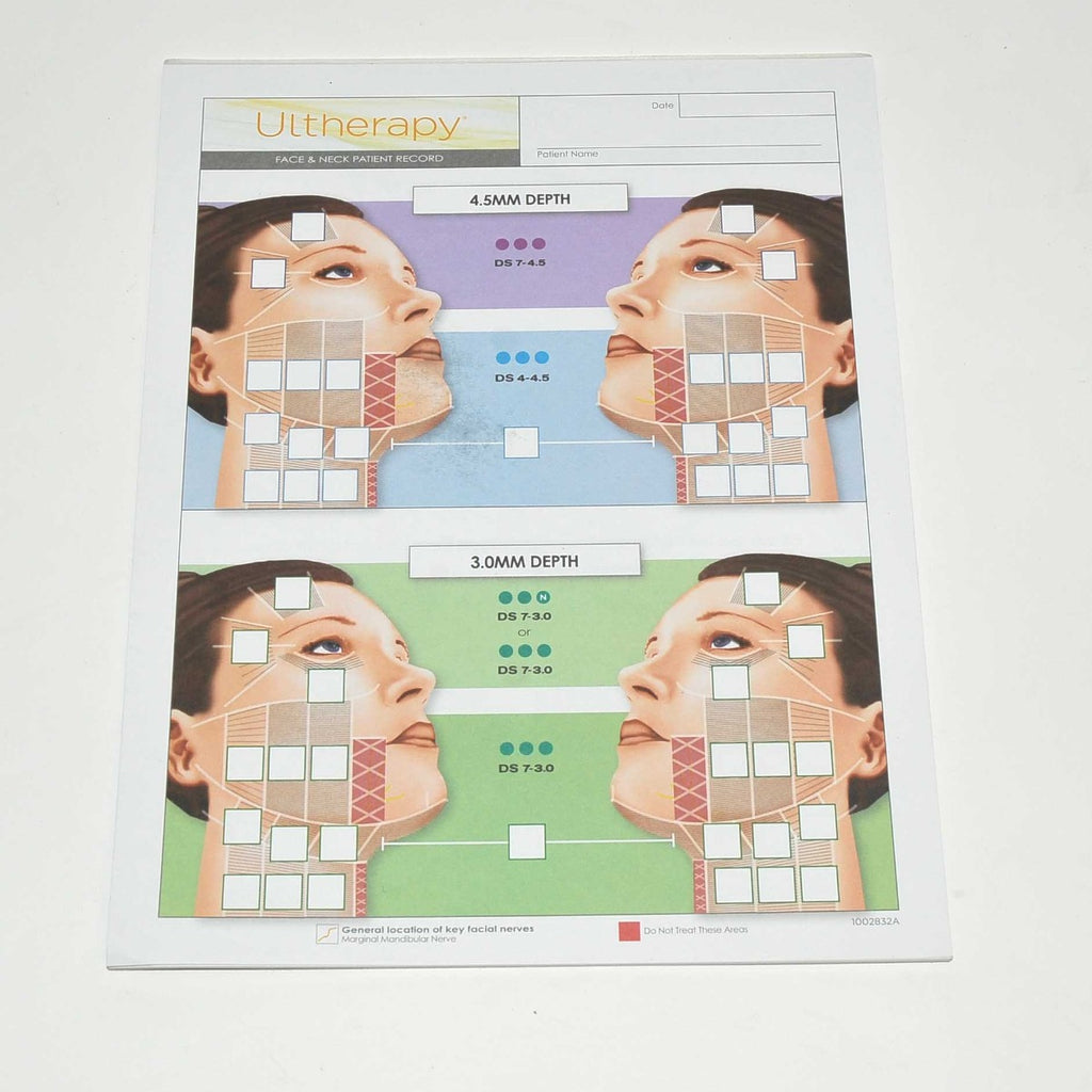 Ulthera Ultherapy FACE NECK PATIENT RECORD Care Treatment Chart 1002832A 14Pgs