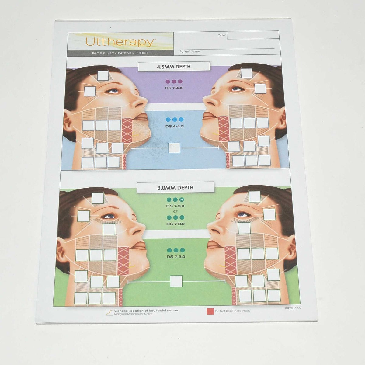 Ulthera Ultherapy FACE NECK PATIENT RECORD Care Treatment Chart 1002832A 14Pgs
