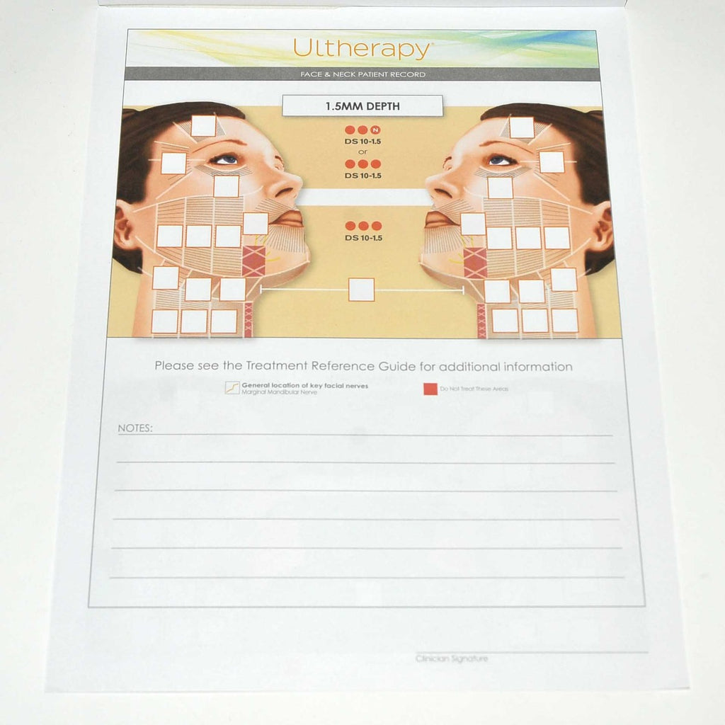 Ulthera Ultherapy FACE NECK PATIENT RECORD Care Treatment Chart 1002832A 14Pgs