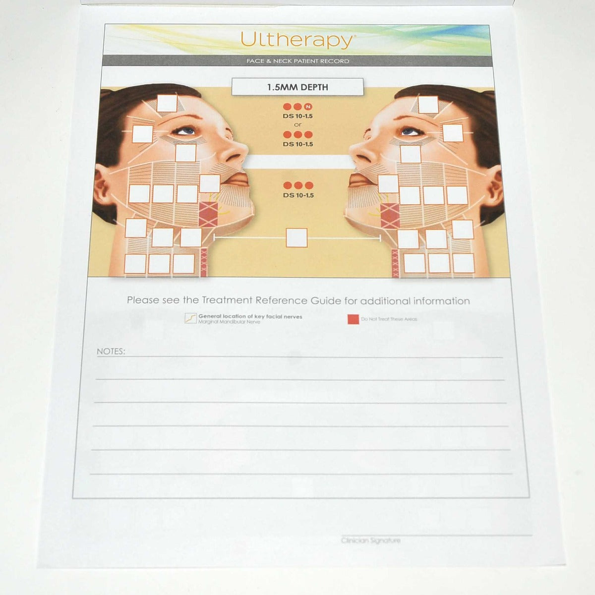 Ulthera Ultherapy FACE NECK PATIENT RECORD Care Treatment Chart 1002832A 14Pgs